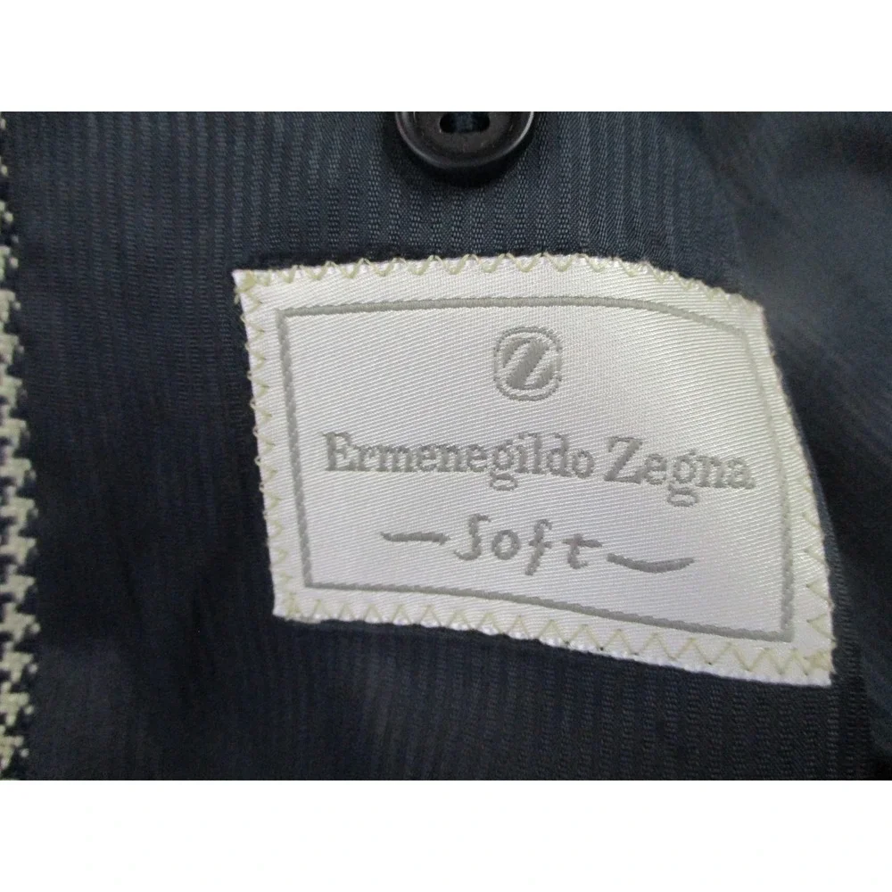 Ermenegildo Zegna Blazer Mens 50 Black White Silk Soft Sport Coat Houndstooth
